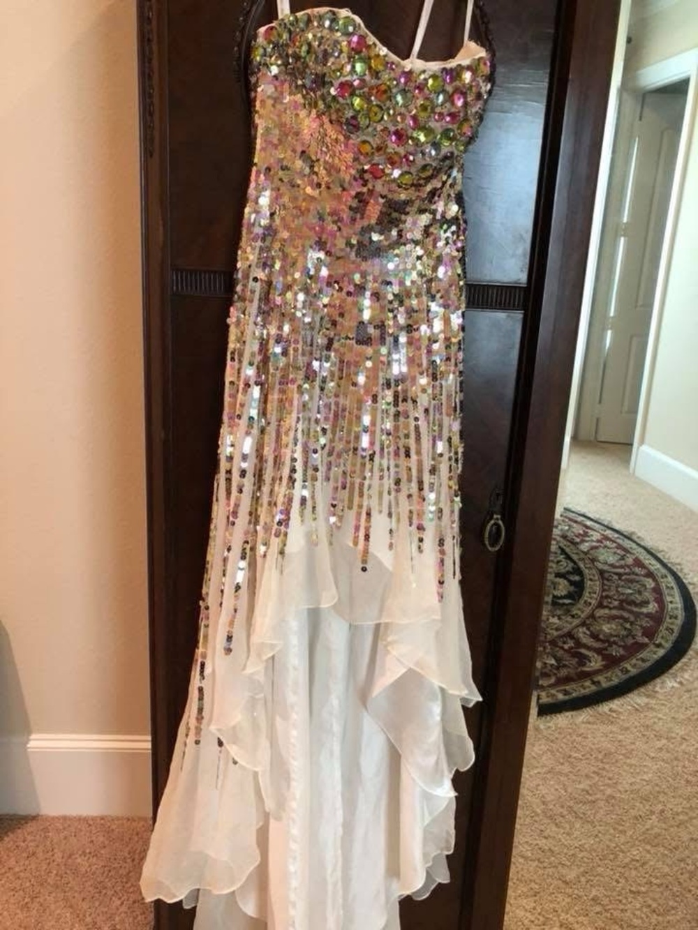 Sherri Hill High-Low Dress with Multicolor Sequin Bodice